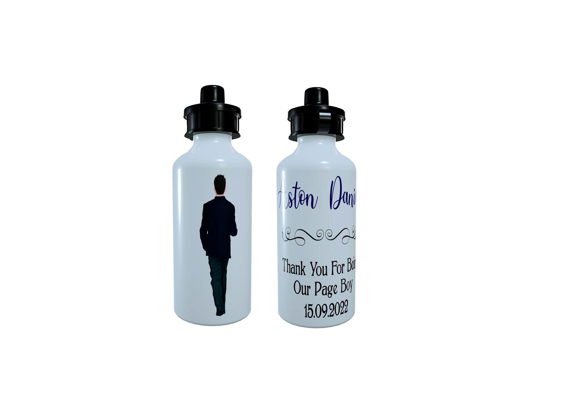 Page Boy Personalised Water Bottle, Custom Page Boy Bottle